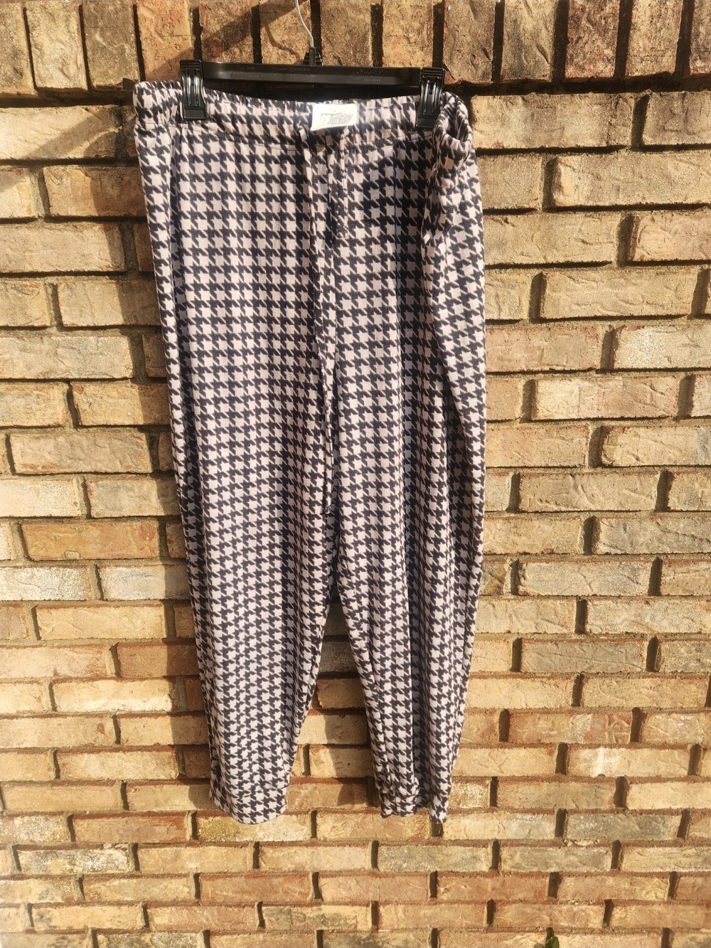 New Women's Jolie & Joy Houndstooth Black & Gray Pajama Pants, size 3X
